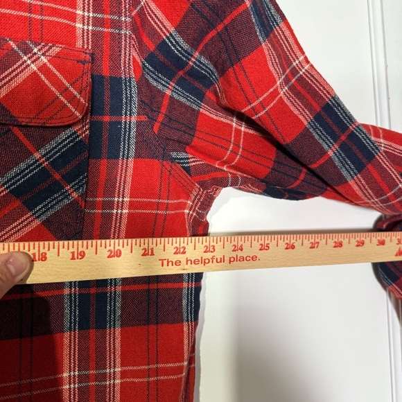 Brixton Bowery Flannel Shirt Long Sleeve Red and Navy Size XL Plaid Button-Down - Picture 8 of 10